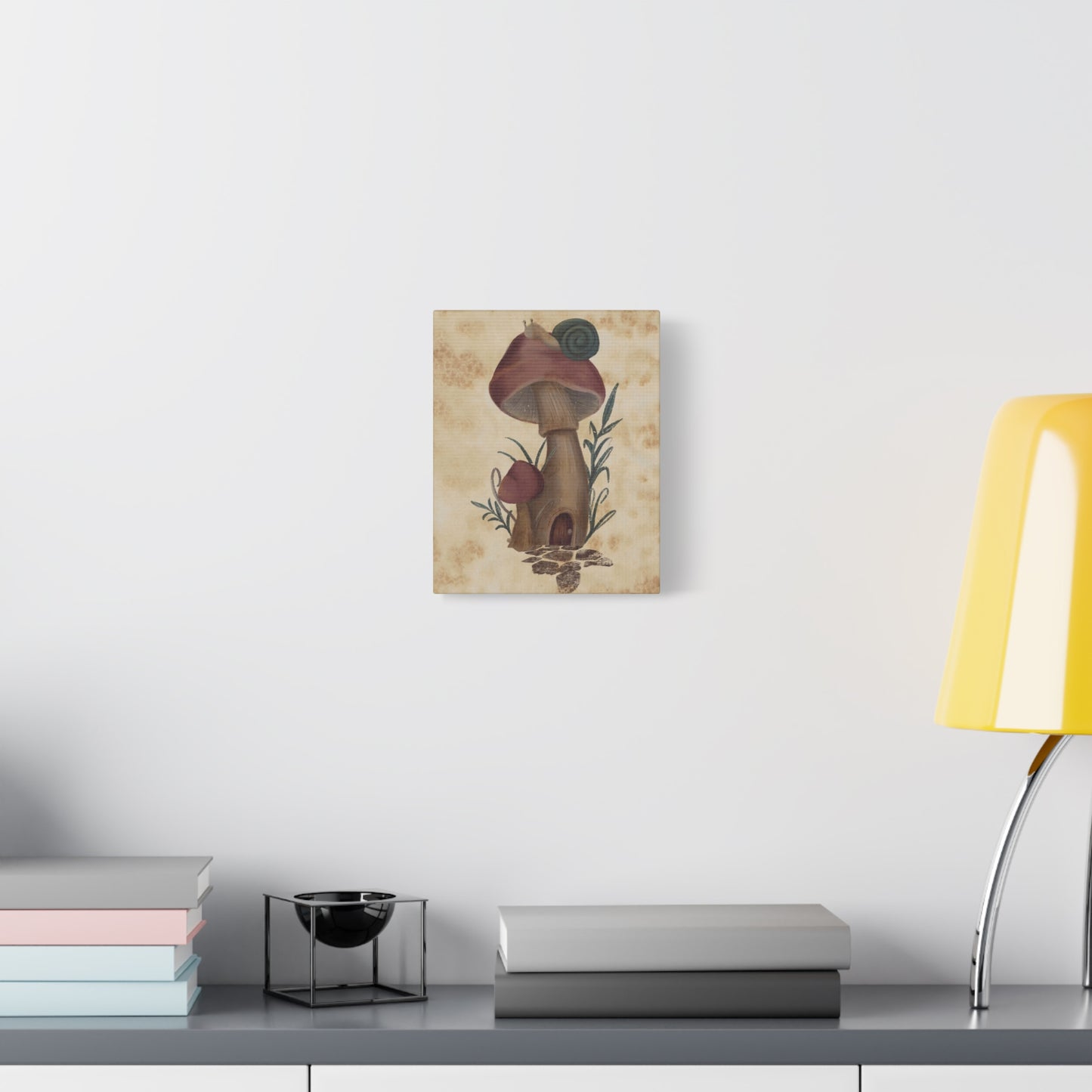 Canvas Print - Teal Snail on Mushroom House