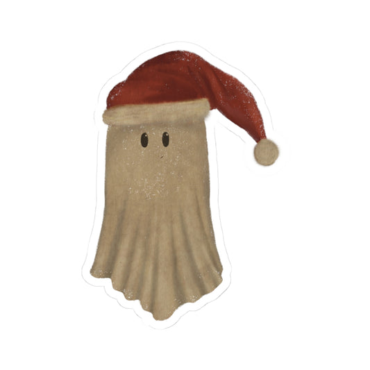 Festive Ghost Sticker | Cute Holiday Decals for Christmas, Halloween Decor, Gift Wrapping, Scrapbooking, Laptop Stickers