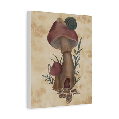 Canvas Print - Teal Snail on Mushroom House